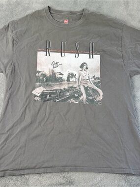 Rush Permanent Waves T Shirt XL Hanes Faded Black Album Graphic Rock Band Tee